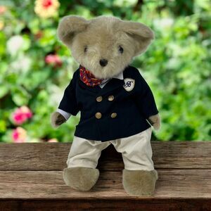 Bellagio Casino Exclusive Teddy Bear Blazer Gold Button Scarf Soft Plush Vintage